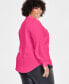 Фото #2 товара Plus Size Long-Sleeve Button-Front Blouse, Created for Macy's