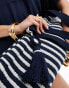 Accessorize textured stripe tote bag in blue and white