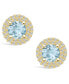 ფოტო #3 პროდუქტის Aquamarine (1-1/2 ct. t.w.) and Diamond (1/2 ct. t.w.) Halo Stud Earrings in 14K Yellow Gold