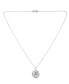 6mm Multi White Imitation Pearls and Cubic Zirconia Floral Medallion Pendant on 18" Chain, Crafted in Silver Plate
