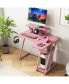 L-Shaped Gaming Desk with Outlets & USB Ports Monitor Shelf Headphone Hook - фото #6