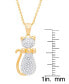 ფოტო #2 პროდუქტის Diamond Accent Cat Pendant 18" Necklace in 14K Gold Plate