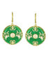 ფოტო #2 პროდუქტის Asian Style Dangle Circle Round Donut Good Fortune Green Jade Butterfly Disc Drop Statement Earrings 14K Gold Overlay Sterling Silver Lever Back