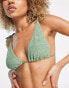 Фото #3 товара ASOS DESIGN mix and match crinkle triangle bikini top in khaki