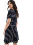 Only v neck tie waist mini dress in navy stripe