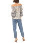 ფოტო #4 პროდუქტის Women's Paisley Off The Shoulder Bubble Sleeve Tie Front Blouse