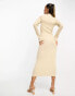 Фото #8 товара Pretty Lavish high neck ribbed knit midaxi dress in beige