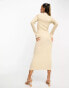 Фото #4 товара Pretty Lavish high neck ribbed knit midaxi dress in beige