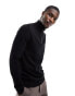 ONLY & SONS knitted half zip jumper in black