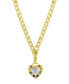 ფოტო #2 პროდუქტის 14K Gold-Plated Figaro Chain Mother-of-Pearl Heart Necklace