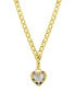 Фото #2 товара 14K Gold-Plated Figaro Chain Mother-of-Pearl Heart Necklace