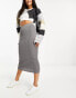 Pull&Bear knitted rib maxi skirt co-ord in grey