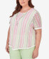 Plus Size Miami Beach Vertical Striped Top with Necklace