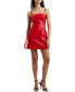 Women's Faux-Leather Bow Mini Dress