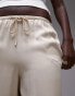 Topshop Tall satin drawcord trouser in oyster 34 - фото #5