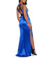 Фото #9 товара Juniors' Strappy-Back Satin Gown, Created for Macy's
