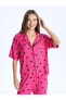 Gömlek Yaka Baskılı Uzun Kollu Kadın Pijama Takımı Takımı