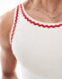 Фото #4 товара ASOS DESIGN muscle fit vest in cream with red zig-zag tipping