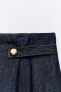 Wide-leg linen-blend denim-effect trousers