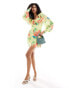 Pretty Lavish twist balloon sleeve mini dress in lemon floral Zitrone geblümt, 40 - фото #2