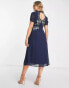 Фото #2 товара Hope & Ivy Maternity embroidered open back midi dress in navy