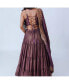 Фото #2 товара Women's Brownish Purple Shimmer Tiered Lehenga Choli with Golden Accents