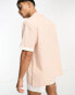 Фото #4 товара ASOS DESIGN relaxed revere shirt in linen mix with panelling in pink