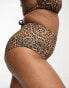 Фото #1 товара ASOS DESIGN Curve mix and match rib high waist bikini bottom in leopard print