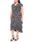 Фото #3 товара Plus Size Printed Chiffon Flutter-Sleeve Maxi Dress