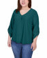 ფოტო #1 პროდუქტის Plus Size 3/4 Sleeve V Neck Top