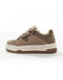 Bershka chunky low top trainer in brown