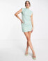 Фото #2 товара ASOS DESIGN structured mini dress with shoulder pads in sage green