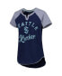 ფოტო #3 პროდუქტის Women's Deep Sea Blue Seattle Kraken Grand Slam Raglan Notch Neck T-shirt