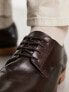 ASOS DESIGN derby lace up shoes in brown leather with natural sole