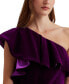 Фото #4 товара Women's Velvet One-Shoulder Sheath Dress