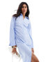 ASOS DESIGN zip through maxi shirt dress in blue and white stripe