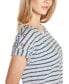 Women's Grommet Detailed Printed Stripe Top