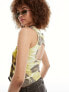 Basic Pleasure Mode face print open back vest in yellow