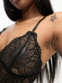 Фото #3 товара Lindex Jasmin poly blend lace longline strappy bralette in black - BLACK