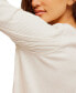 ფოტო #4 პროდუქტის Women's Cotton Cable-Knit-Sleeve Sweater