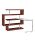 Raceloma Writing Desk with Shelf, Clear Glass, Walnut & Chrome Finish