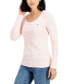 ფოტო #4 პროდუქტის Women's Solid Scoop-Neck Long-Sleeve Top