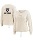 Фото #2 товара Women's Oatmeal Las Vegas Raiders Long Sleeve Crop Top Shirt