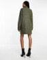 ASOS DESIGN Tall knitted jumper mini dress with high neck in khaki