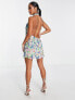 Фото #3 товара ASOS DESIGN Petite plisse halter mini dress in bright floral print