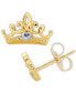 Children's Princess Crown Stud Earrings in 14k Gold