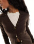 Фото #4 товара NA-KD fine knit maxi cardigan in dark brown