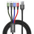 Фото #1 товара Kabel przewód USB 4w1 Iphone Lightning 2 x USB-C microUSB w nylonowym oplocie 3.5A 1.2m czarny