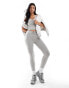 Фото #1 товара ASOS 4505 ruched front high waist gym leggings in grey marl