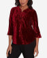 Runway Ready Women's Crushed Velvet Beaded Split Neck Top